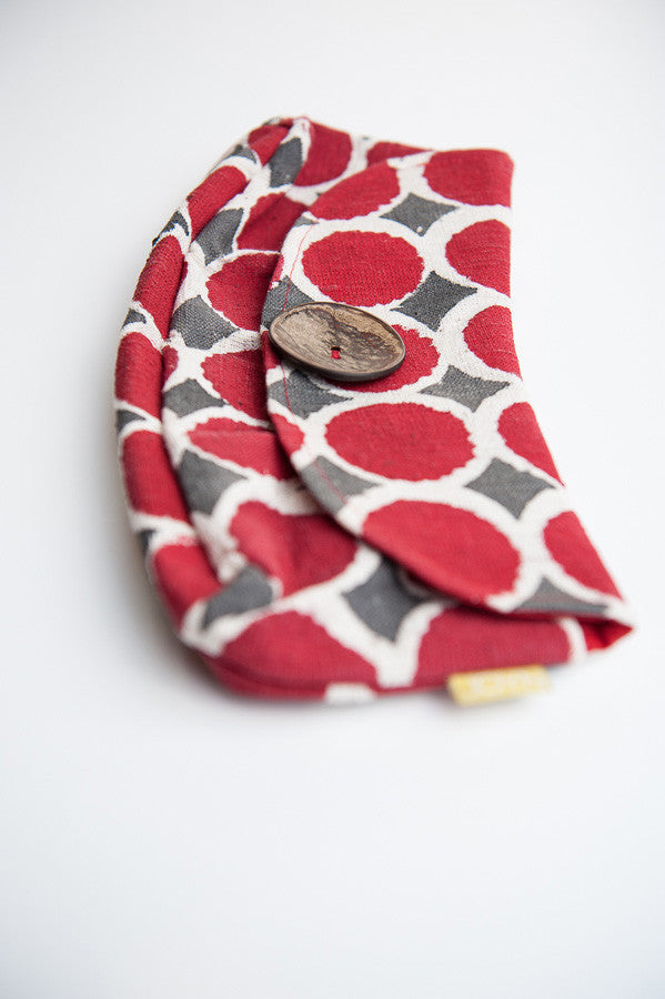 706 Classic Button Clutch - Red Dots