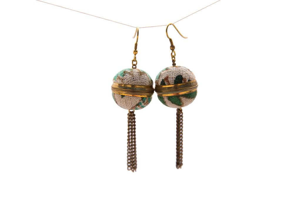 836 Fabric Drop Earrings-Emerald