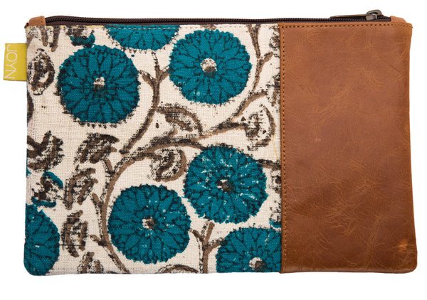 141084 Leather Carryall Clutch - Heritage Blue