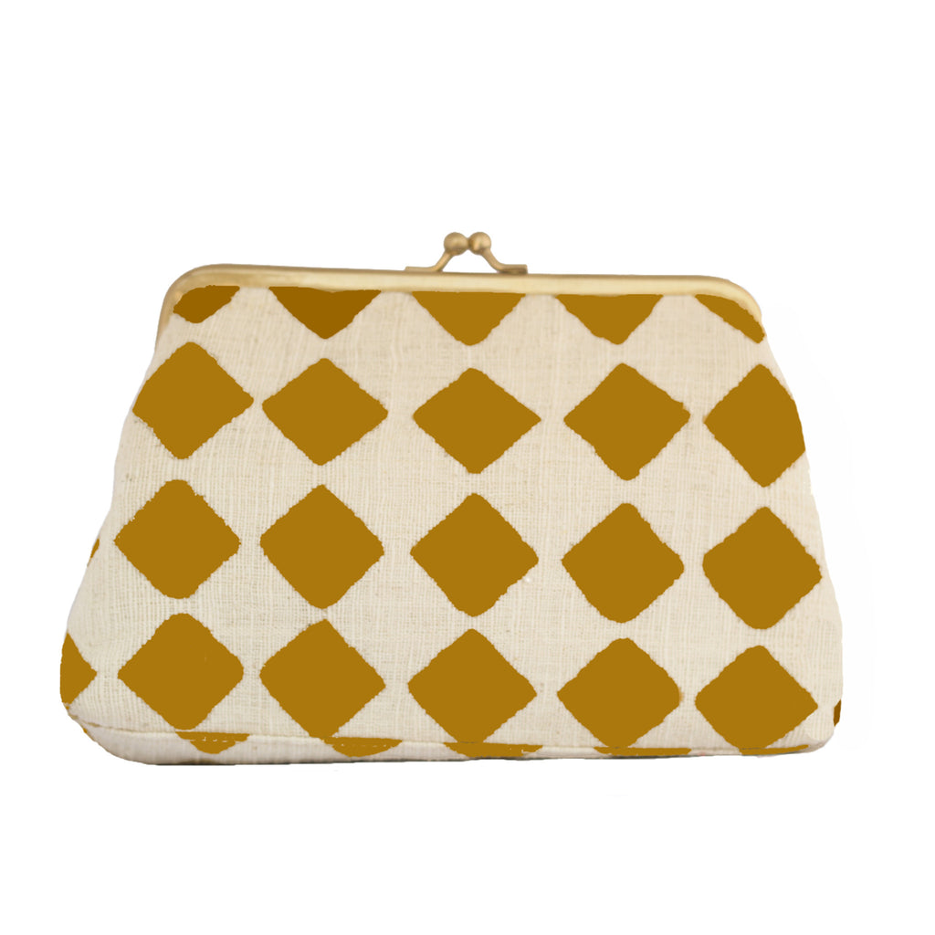 NL140302 Clasp Clutch-Mustard Squares