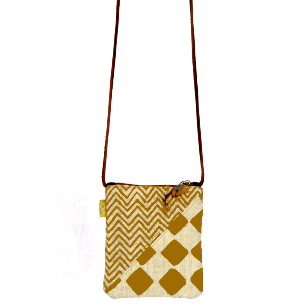 NL140801 Travel Pouch-Mustard Zig Zag/Squares