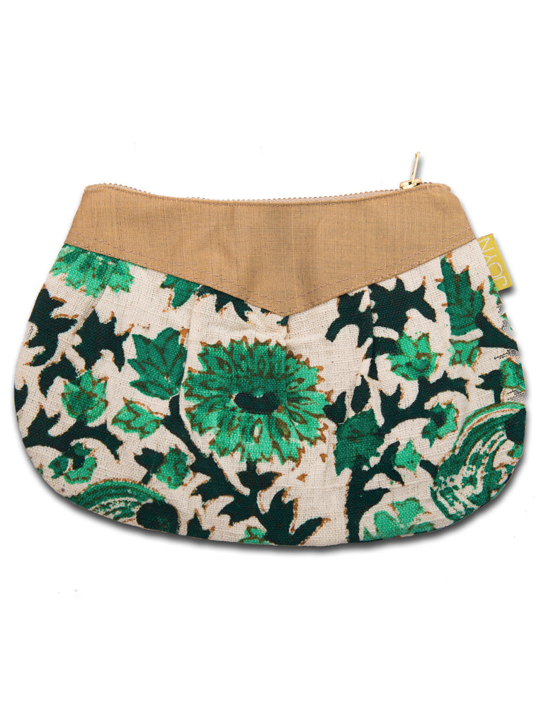 826 Pleated Clutch - Emerald Bird