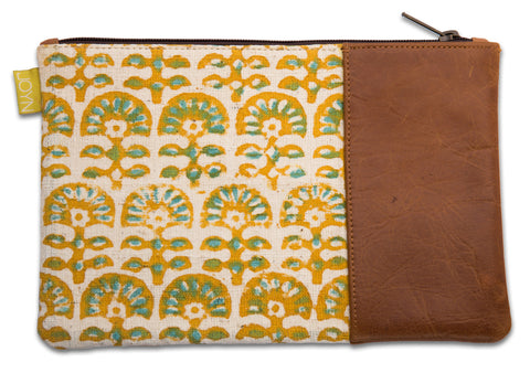 141081 Leather Carryall Clutch - Boho Flower