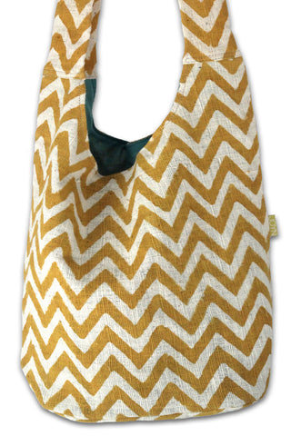 141607 Hippy Bag - Mustard Chevron