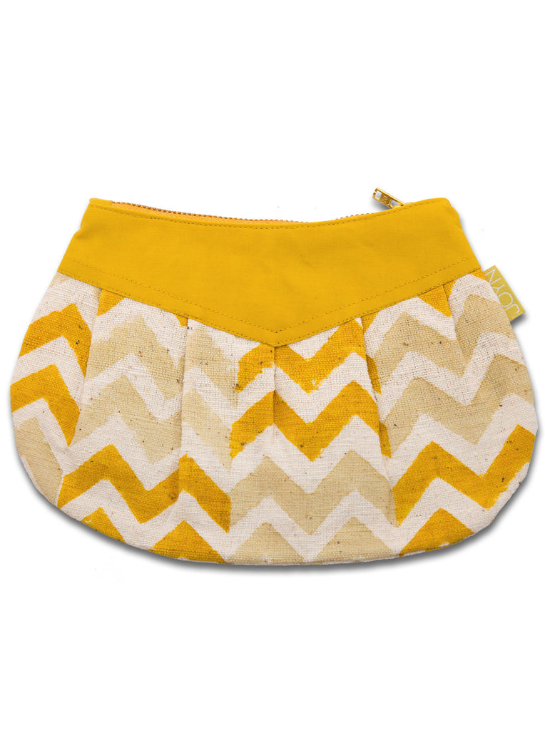 825 Pleated Clutch - Gold Chevron